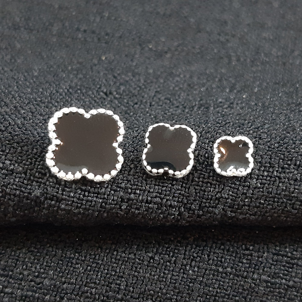 Trio de brinco trevo preto