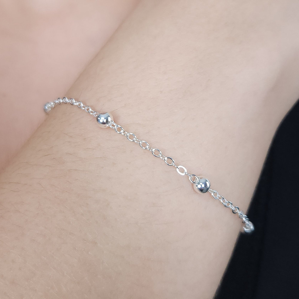 Pulseira elos ovais com bolinhas lisas