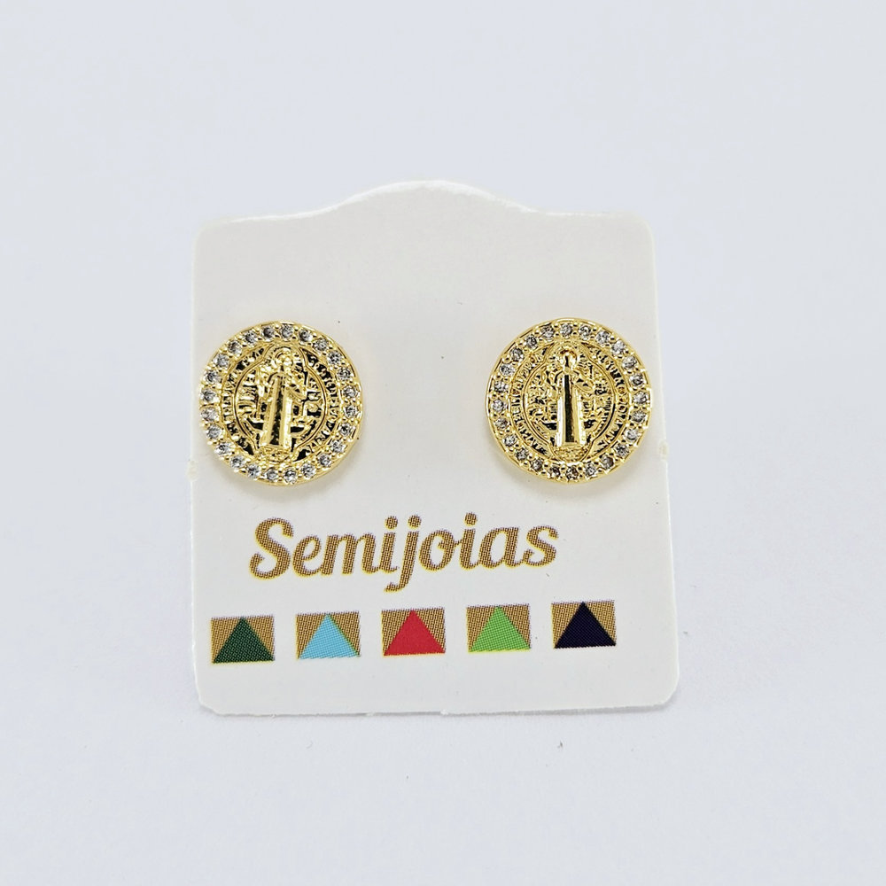 Brinco são bento redondo com zircônia