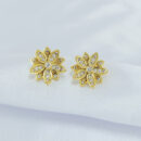 Brinco flor com pedra cristal