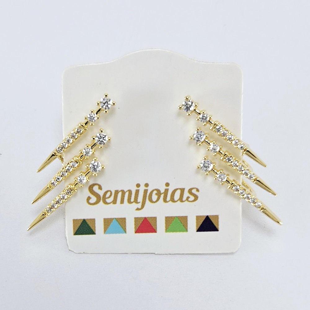 Brinco três fios com zircônias