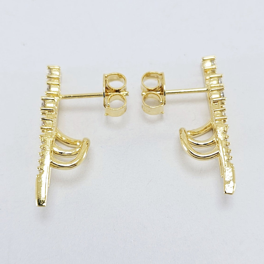 Brinco três fios com zircônias - Imagem 2