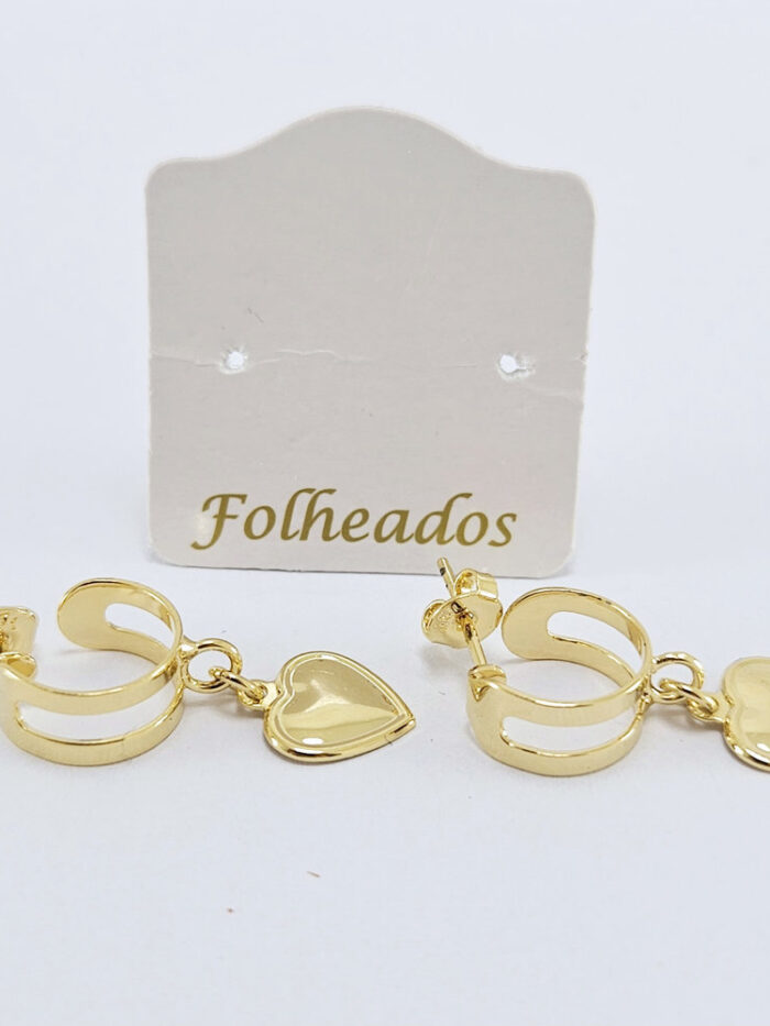 Brinco argola vazado com pingete coração