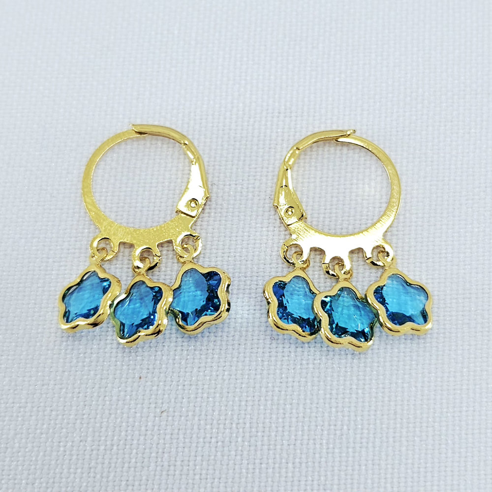 Brinco argola infantil com pingente flor em cristal - Imagem 3