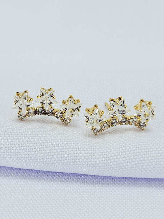 Brinco estrela trio cristal