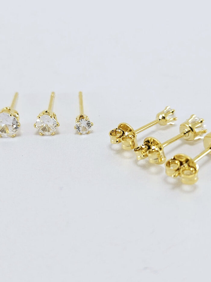 Trio de brinco pedra cristal