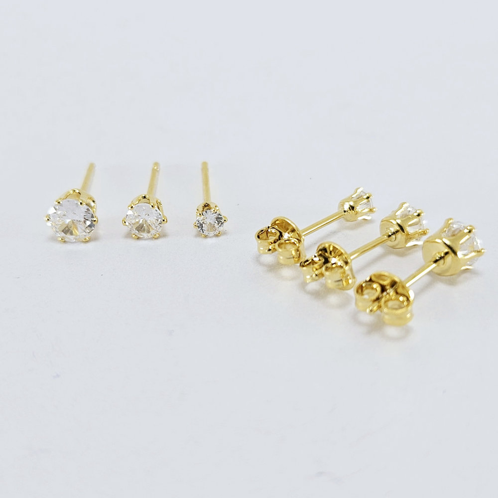 Trio de brinco pedra cristal