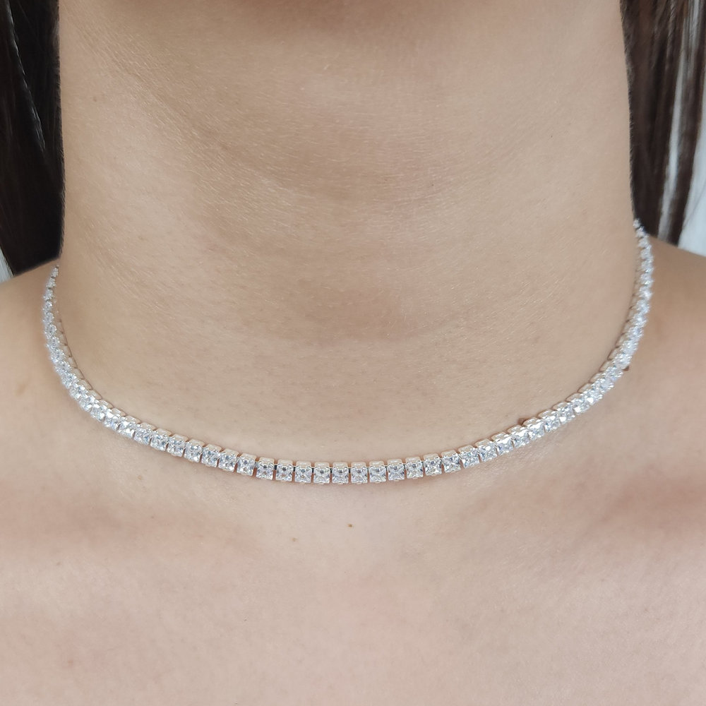 Gargantilha chocker fio riviera cristal