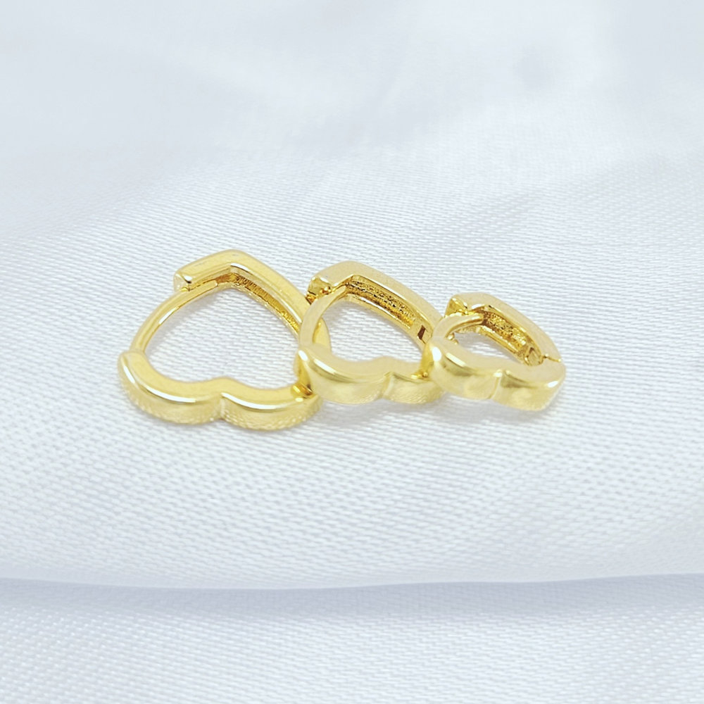 Trio de brinco argola modelo coração