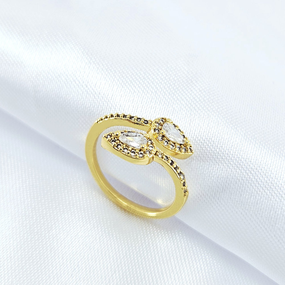 Anel formato gota cravejado cristal - Imagem 2