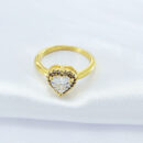 Anel coração com pedra cristal borda cravejda