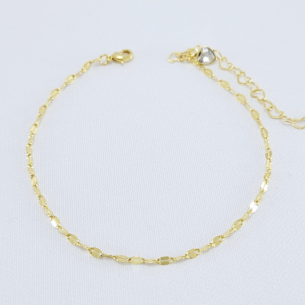 Tornozeleira coração cristal