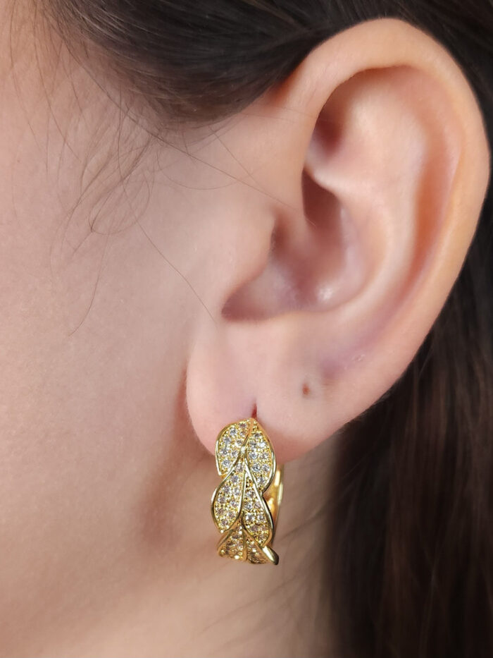 Argola folhas cravejadas