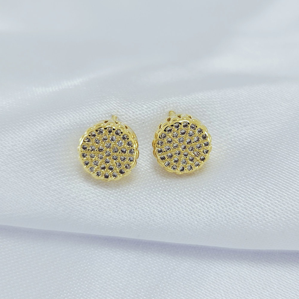 Brinco chuveirinho redondo cravejado