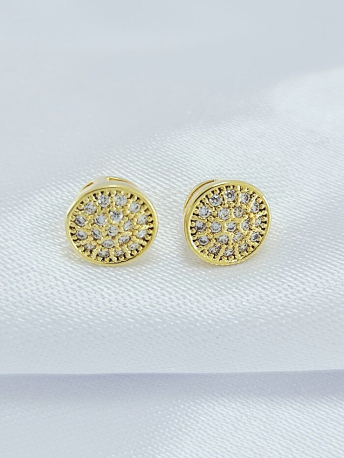 Brinco circulo cravejado com borda dourada