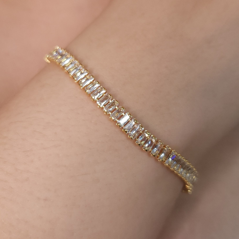 Pulseira riviera com pedras baguete