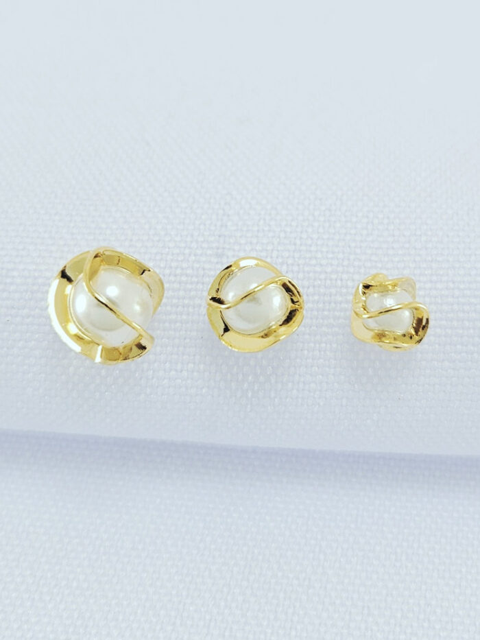 Trio pérola com fios ondulado