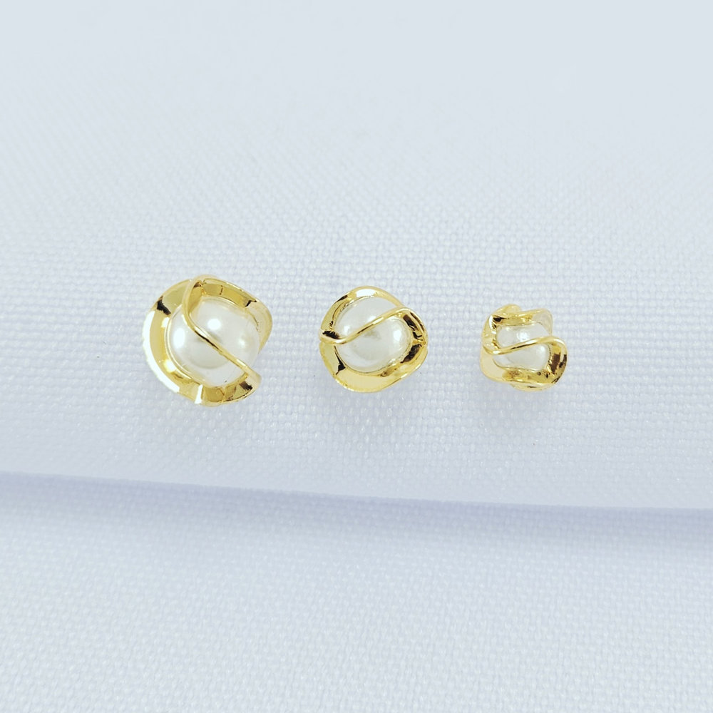 Trio pérola com fios ondulado