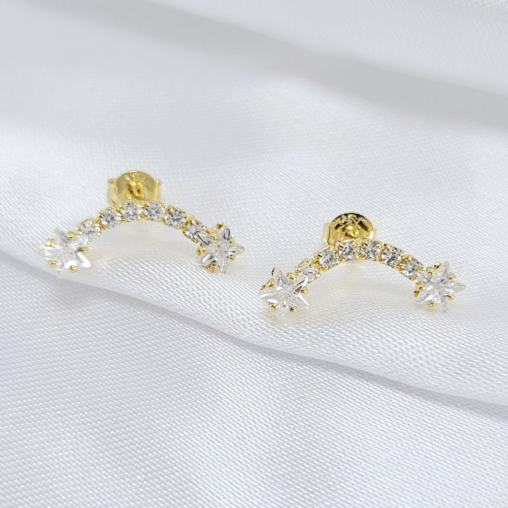 Brinco estrela detalhe cravejado