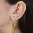 Brinco base cravejado com franja veneziana