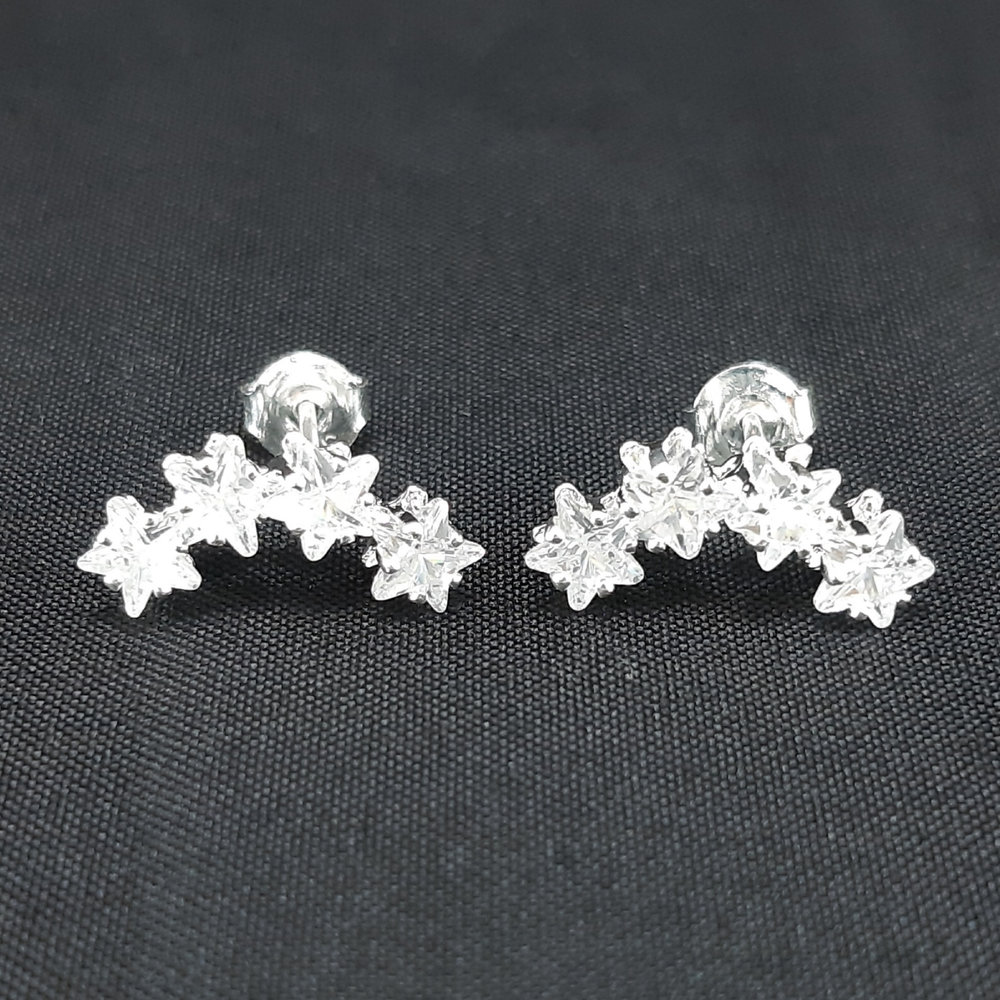 Brinco com pedra trilpa cristal