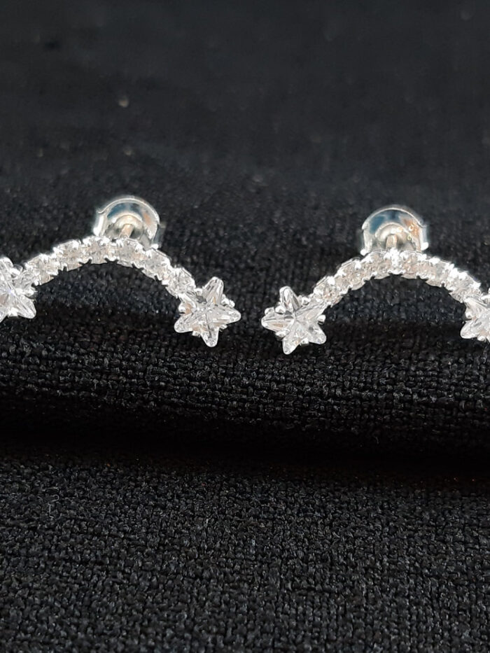Brinco estrela cravejado prateado