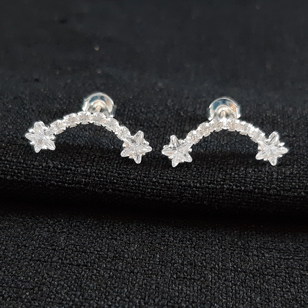 Brinco estrela cravejado prateado