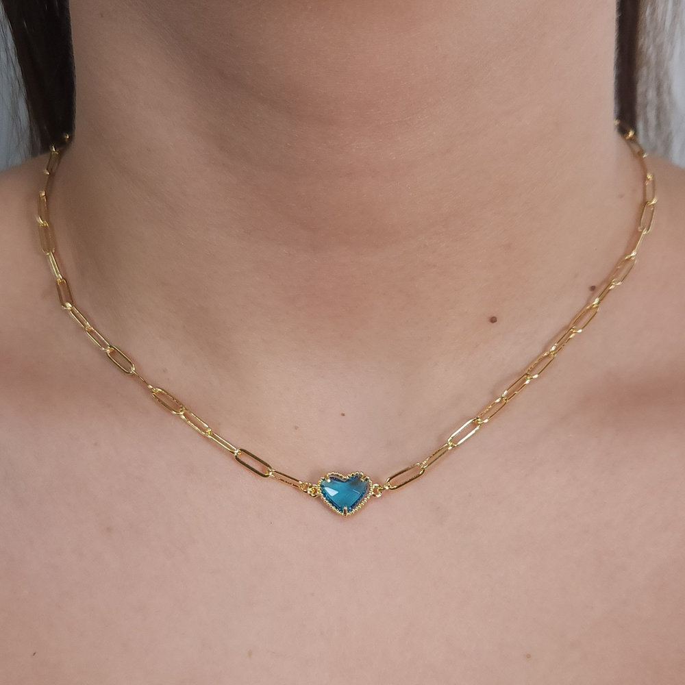 Gargantilha chocher elos cartier com coração