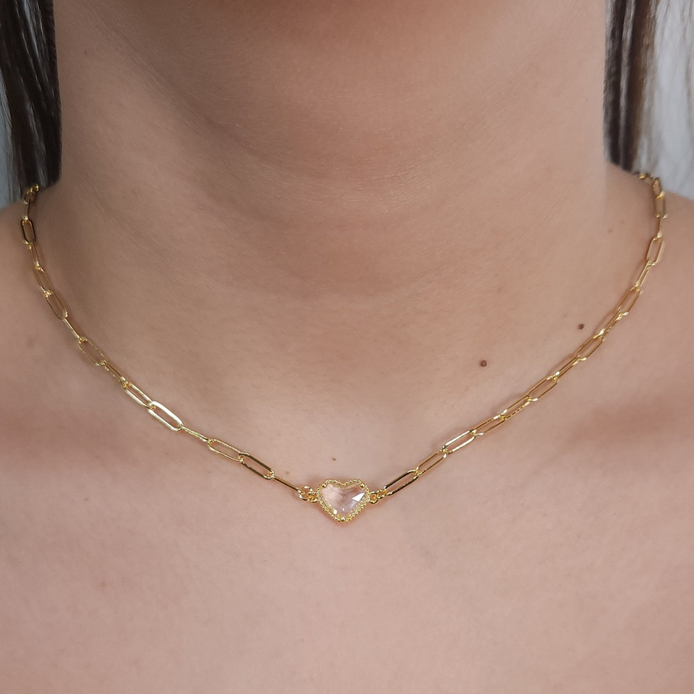 Gargantilha chocher elos cartier com coração - Imagem 4