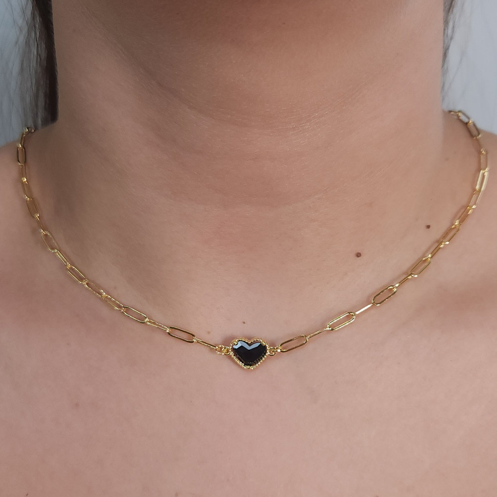 Gargantilha chocher elos cartier com coração - Imagem 6