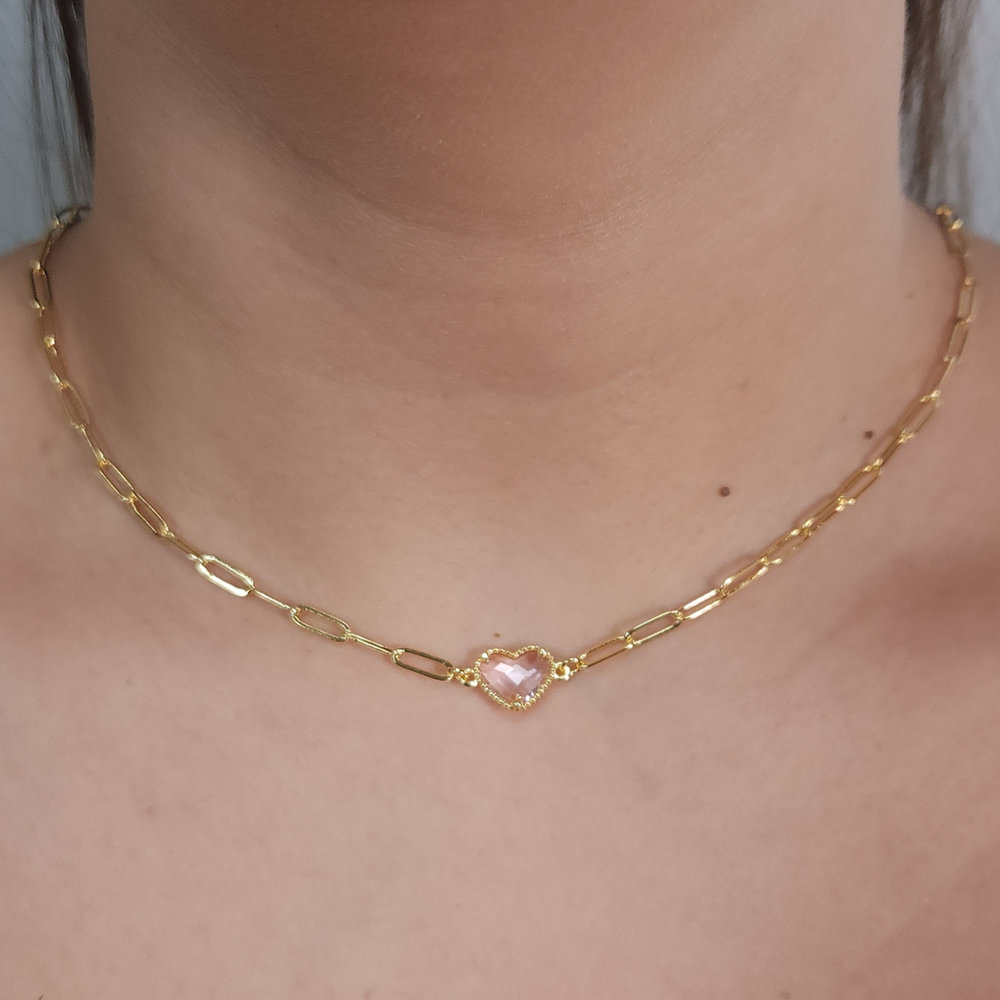 Gargantilha chocher elos cartier com coração - Imagem 5