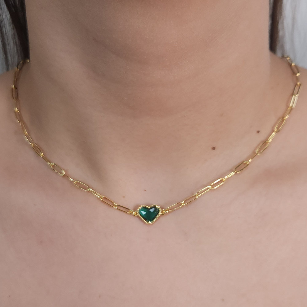 Gargantilha chocher elos cartier com coração - Imagem 3