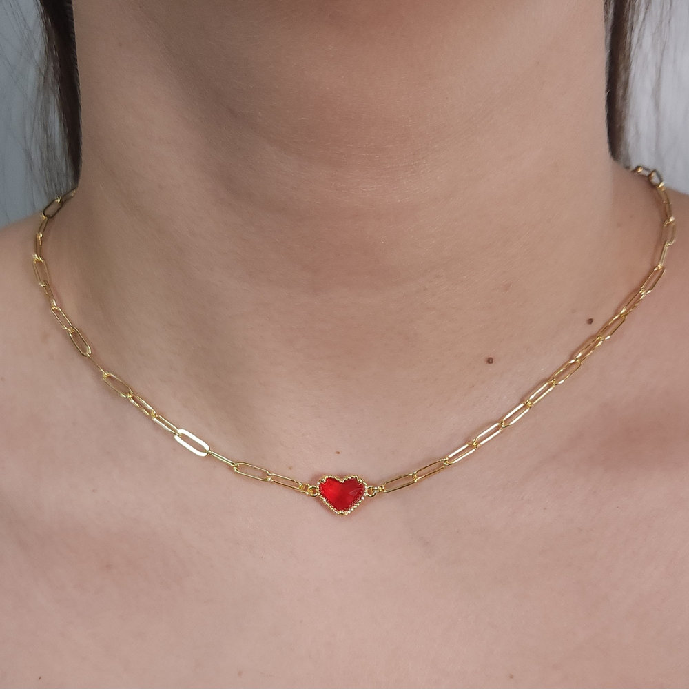 Gargantilha chocher elos cartier com coração - Imagem 2