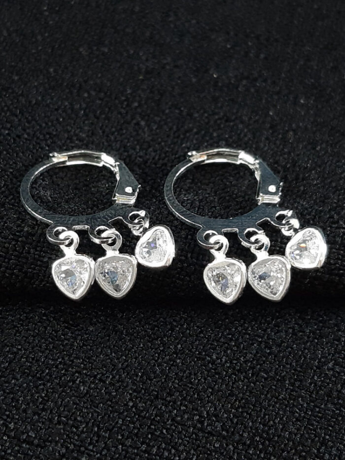 Argola trio de coração cristal