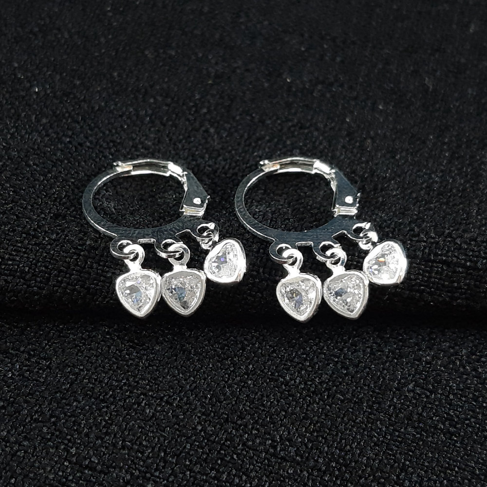 Argola trio de coração cristal