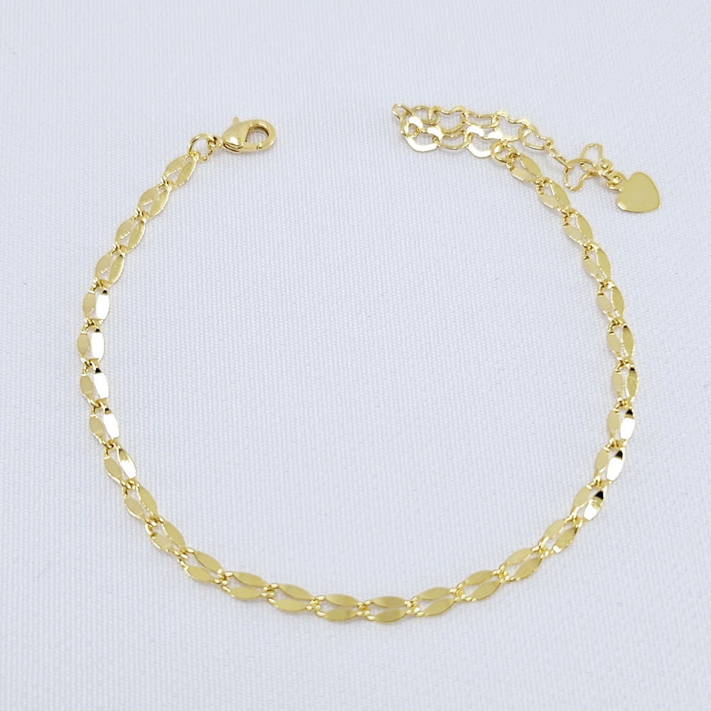 Pulseira fio com placas chapeadas e onduladas