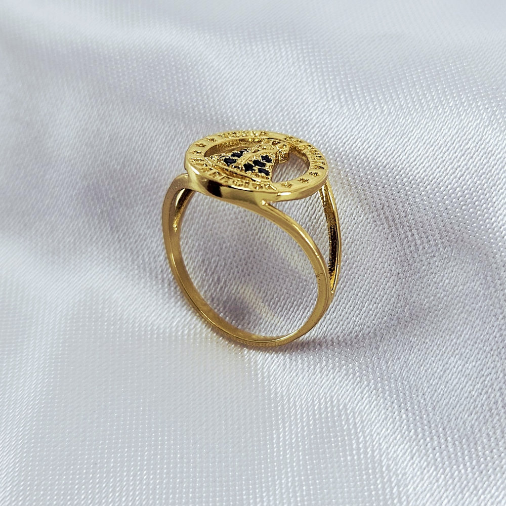 Anel Nossa senhora de aparecida cravejado vazado - Imagem 2