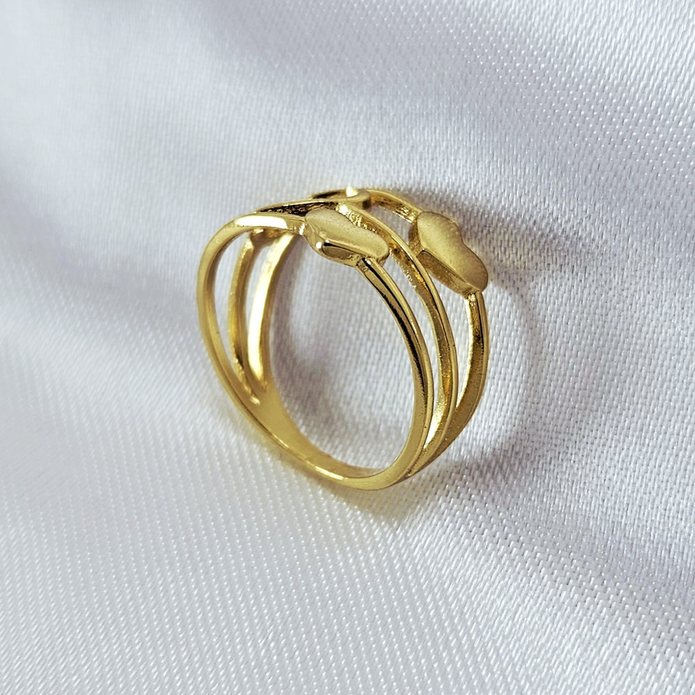 Anel três fios com corações chapeado e vazado - Imagem 2