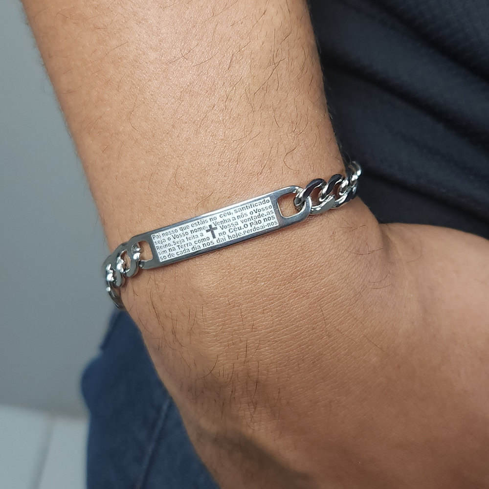 Pulseira masculina grumet com pai nosso