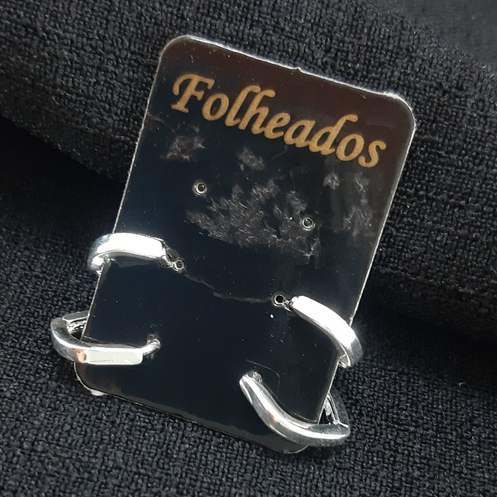 Brinco argola duplo liso prateada - Imagem 2