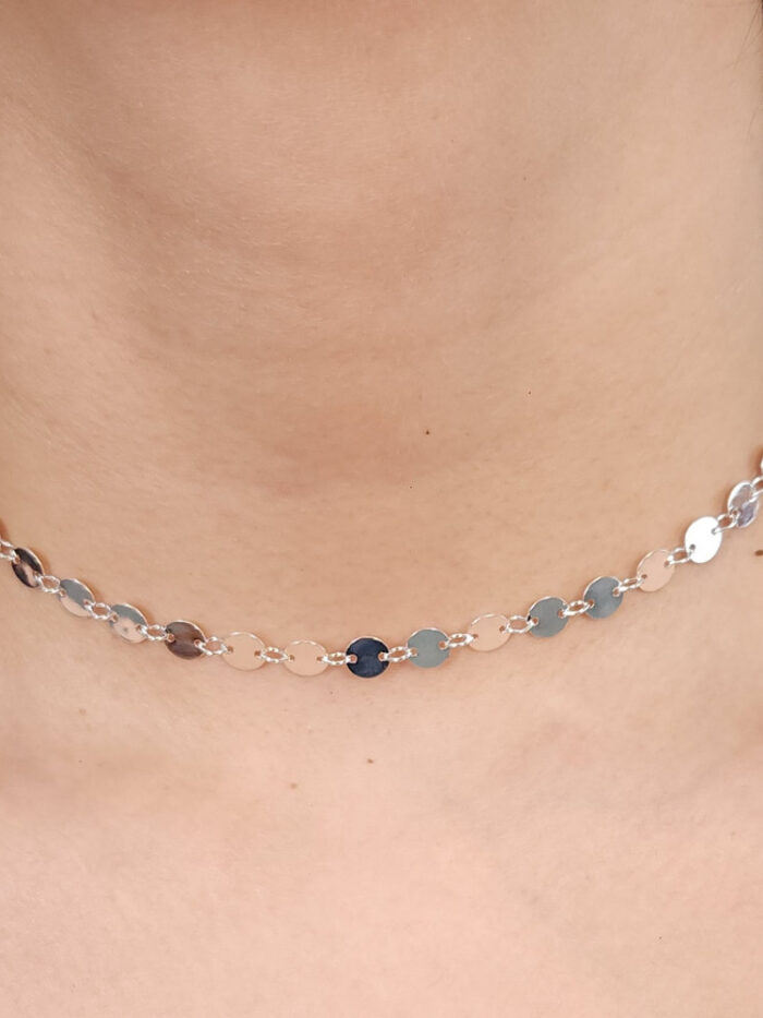 Gargantilha elo redondo chapeado