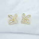 Brinco oval pedra cristal