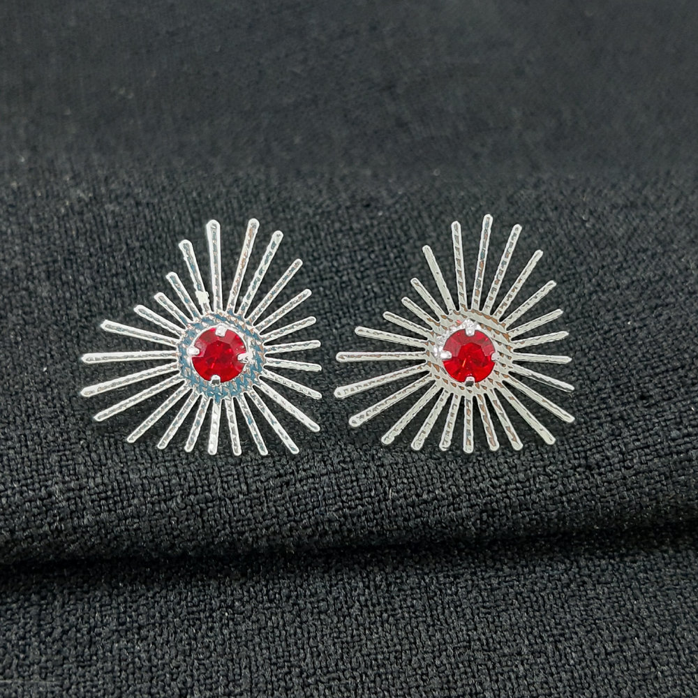 Brinco raios com formato de coração craquelado ponto de luz - Imagem 2