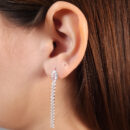 Brinco fio com pedras navetes cristal