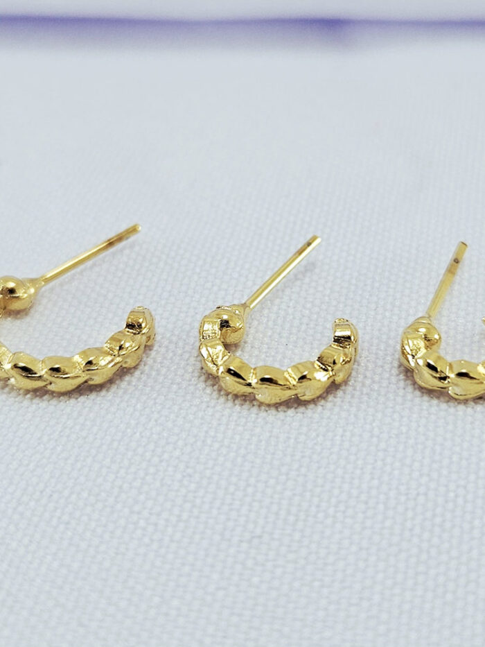 Trio de brinco argola detalhe coração