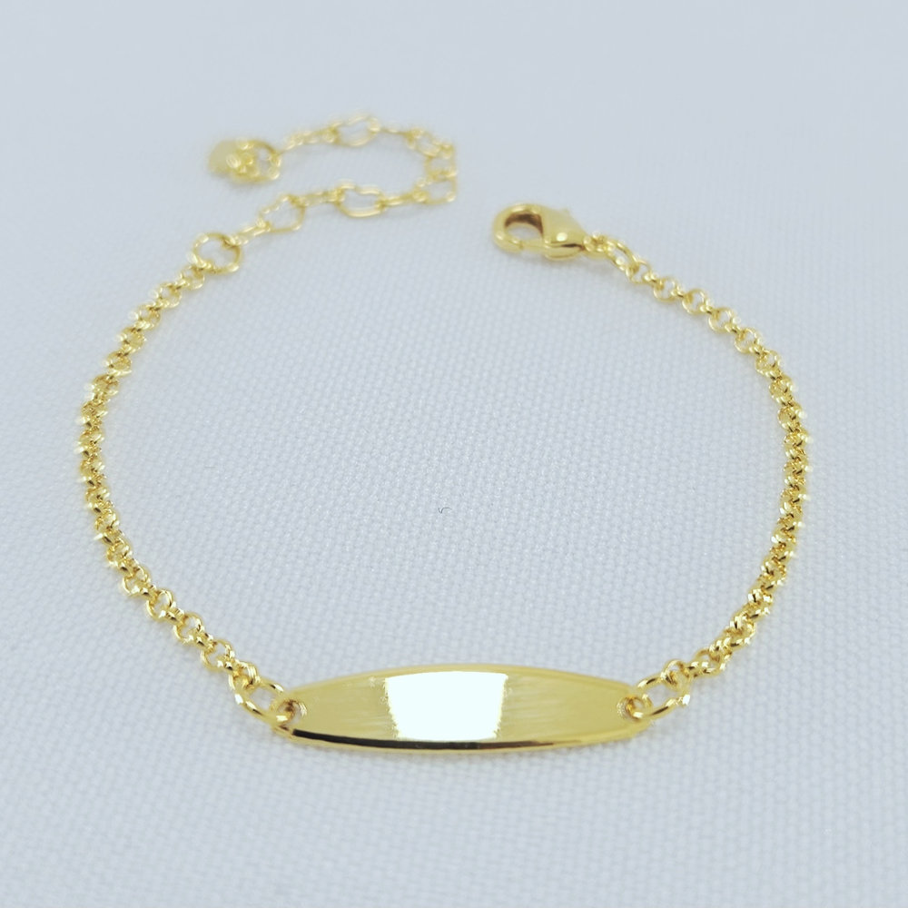 Pulseira infantil com plaquinha oval