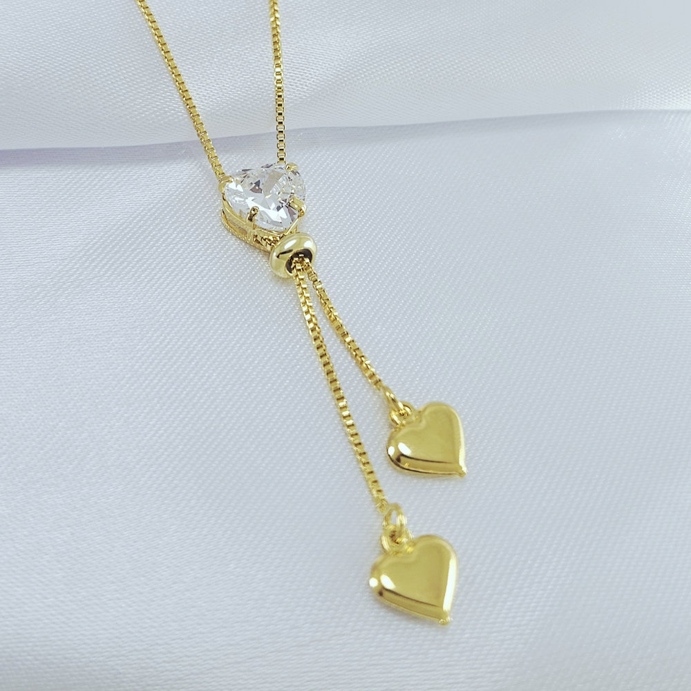 Gravatinha regulável com coração cristal