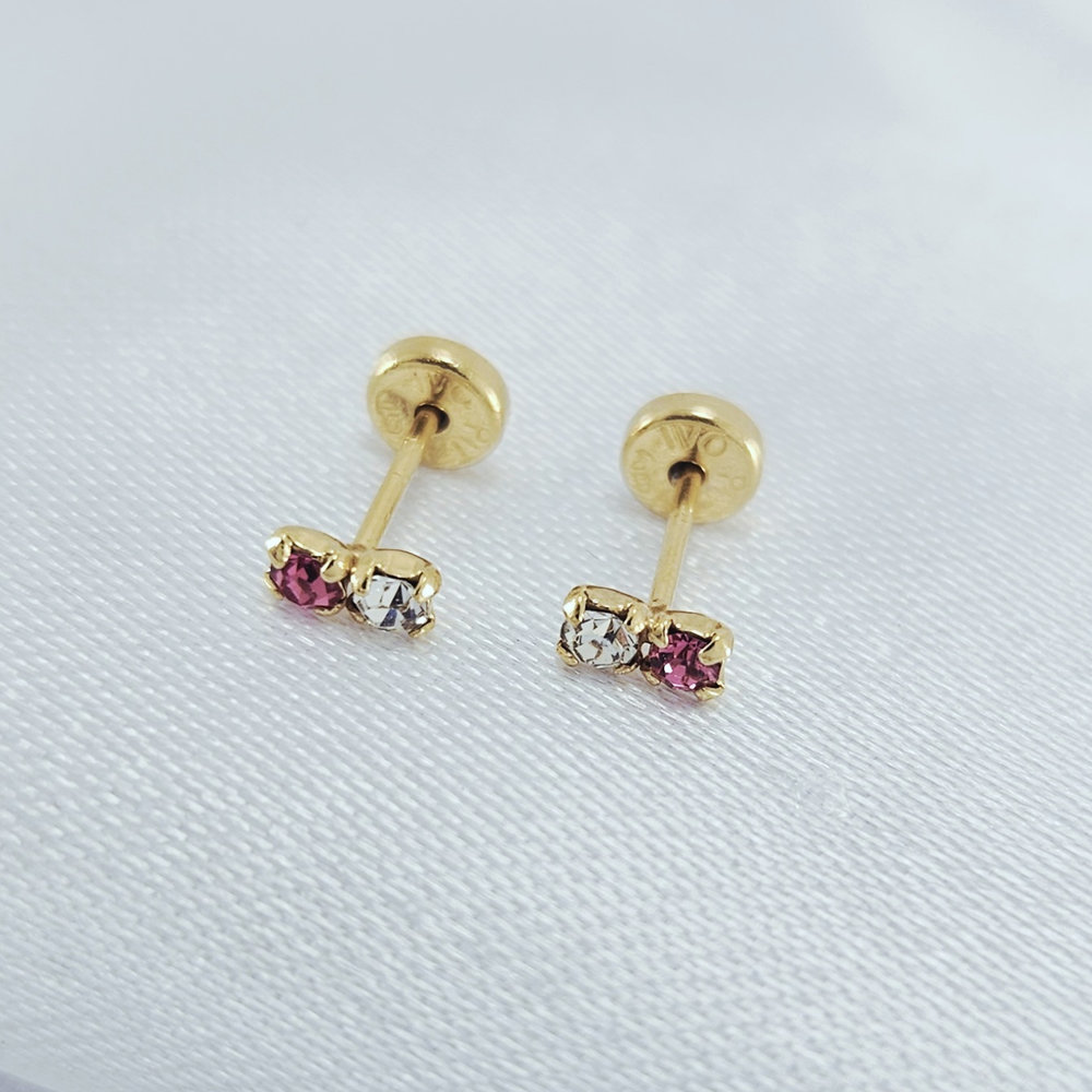 Brinco antialérgico pedrinha dupla IVOPITA - Imagem 4