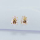 Brinco gota pedra rosa claro