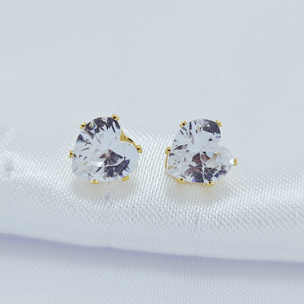 Brinco pedra cristal formato coração